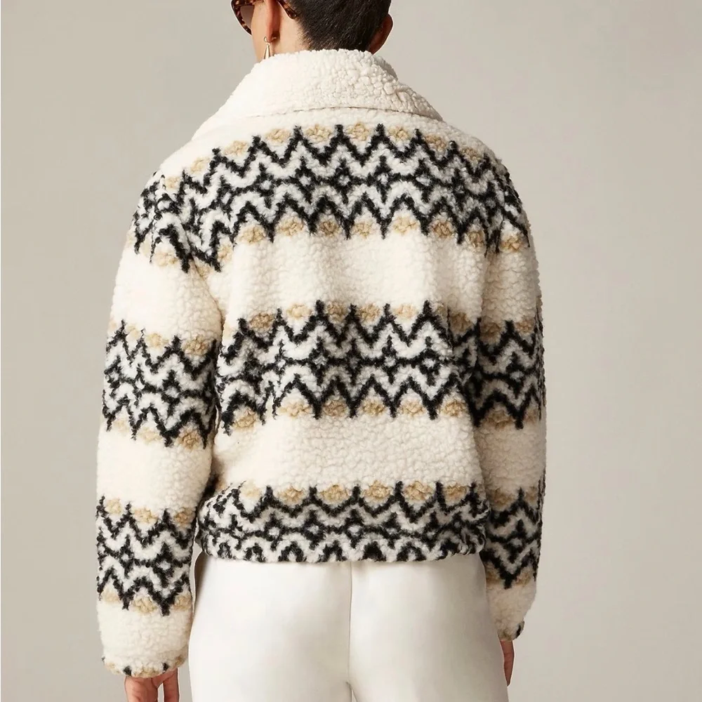 J.Crew Jacquard-print sherpa half-zip fleece pullover XS NWT - Picture 2 of 9